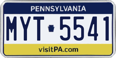 PA license plate MYT5541