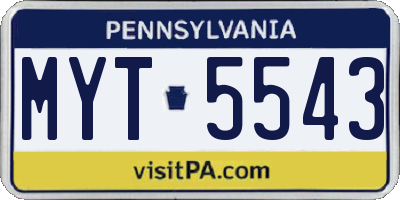 PA license plate MYT5543