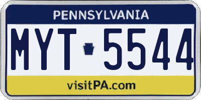 PA license plate MYT5544