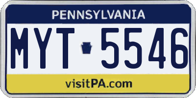 PA license plate MYT5546
