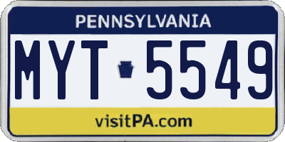 PA license plate MYT5549