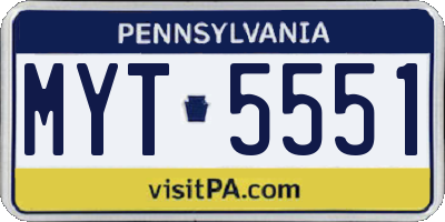 PA license plate MYT5551