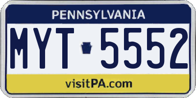 PA license plate MYT5552