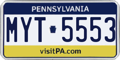 PA license plate MYT5553