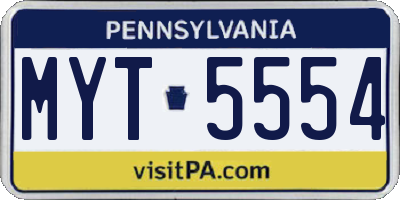 PA license plate MYT5554