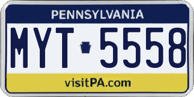 PA license plate MYT5558
