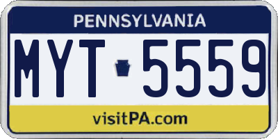 PA license plate MYT5559