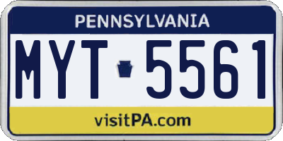 PA license plate MYT5561