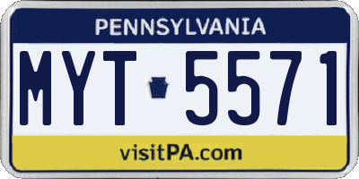 PA license plate MYT5571