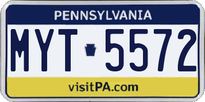 PA license plate MYT5572