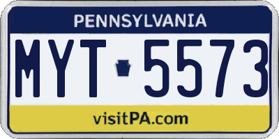 PA license plate MYT5573