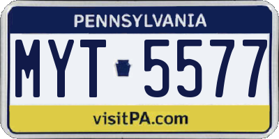 PA license plate MYT5577