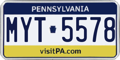 PA license plate MYT5578