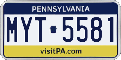 PA license plate MYT5581