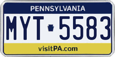 PA license plate MYT5583