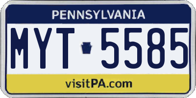 PA license plate MYT5585