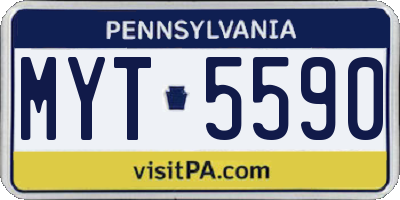 PA license plate MYT5590