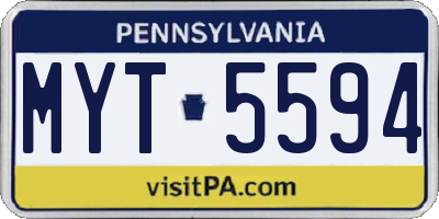 PA license plate MYT5594