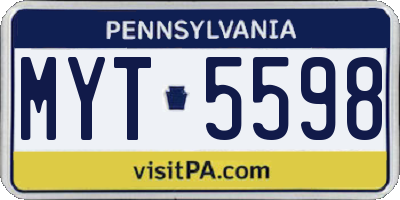 PA license plate MYT5598