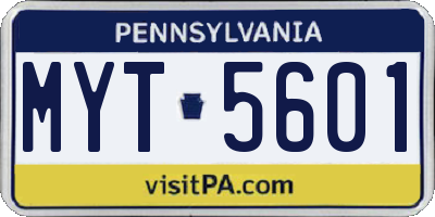 PA license plate MYT5601