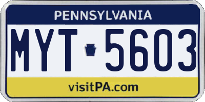 PA license plate MYT5603
