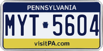 PA license plate MYT5604