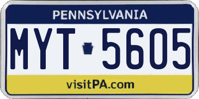 PA license plate MYT5605
