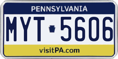 PA license plate MYT5606