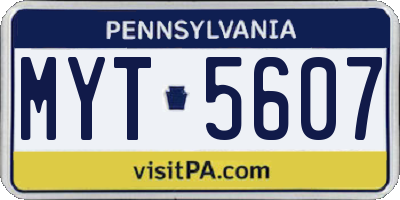 PA license plate MYT5607