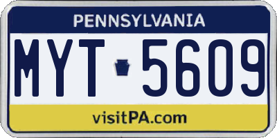 PA license plate MYT5609