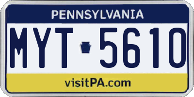PA license plate MYT5610