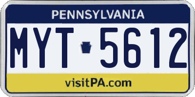 PA license plate MYT5612