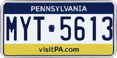 PA license plate MYT5613