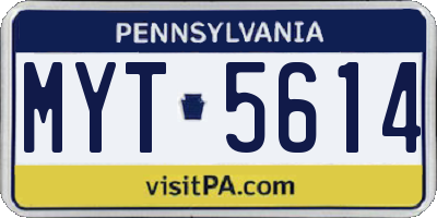 PA license plate MYT5614