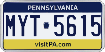 PA license plate MYT5615