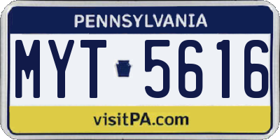 PA license plate MYT5616