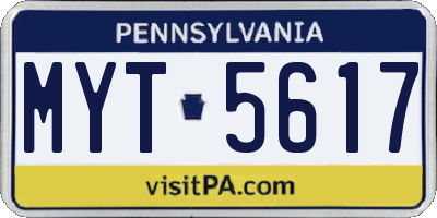 PA license plate MYT5617