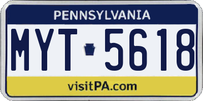 PA license plate MYT5618