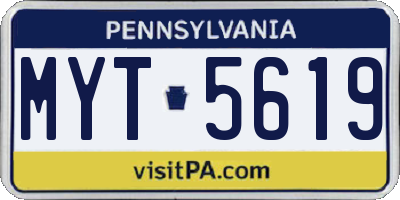 PA license plate MYT5619