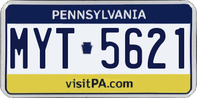 PA license plate MYT5621