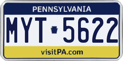 PA license plate MYT5622
