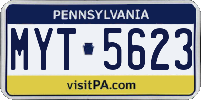 PA license plate MYT5623