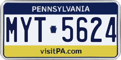 PA license plate MYT5624