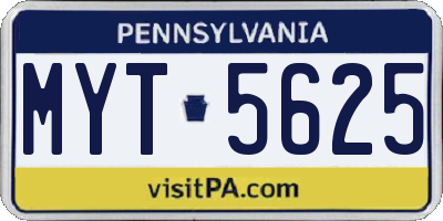 PA license plate MYT5625