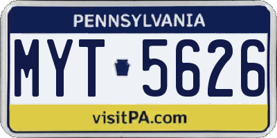 PA license plate MYT5626