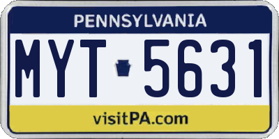 PA license plate MYT5631