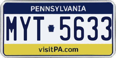 PA license plate MYT5633