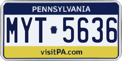 PA license plate MYT5636