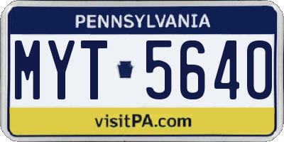 PA license plate MYT5640