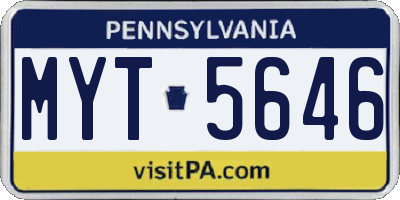 PA license plate MYT5646